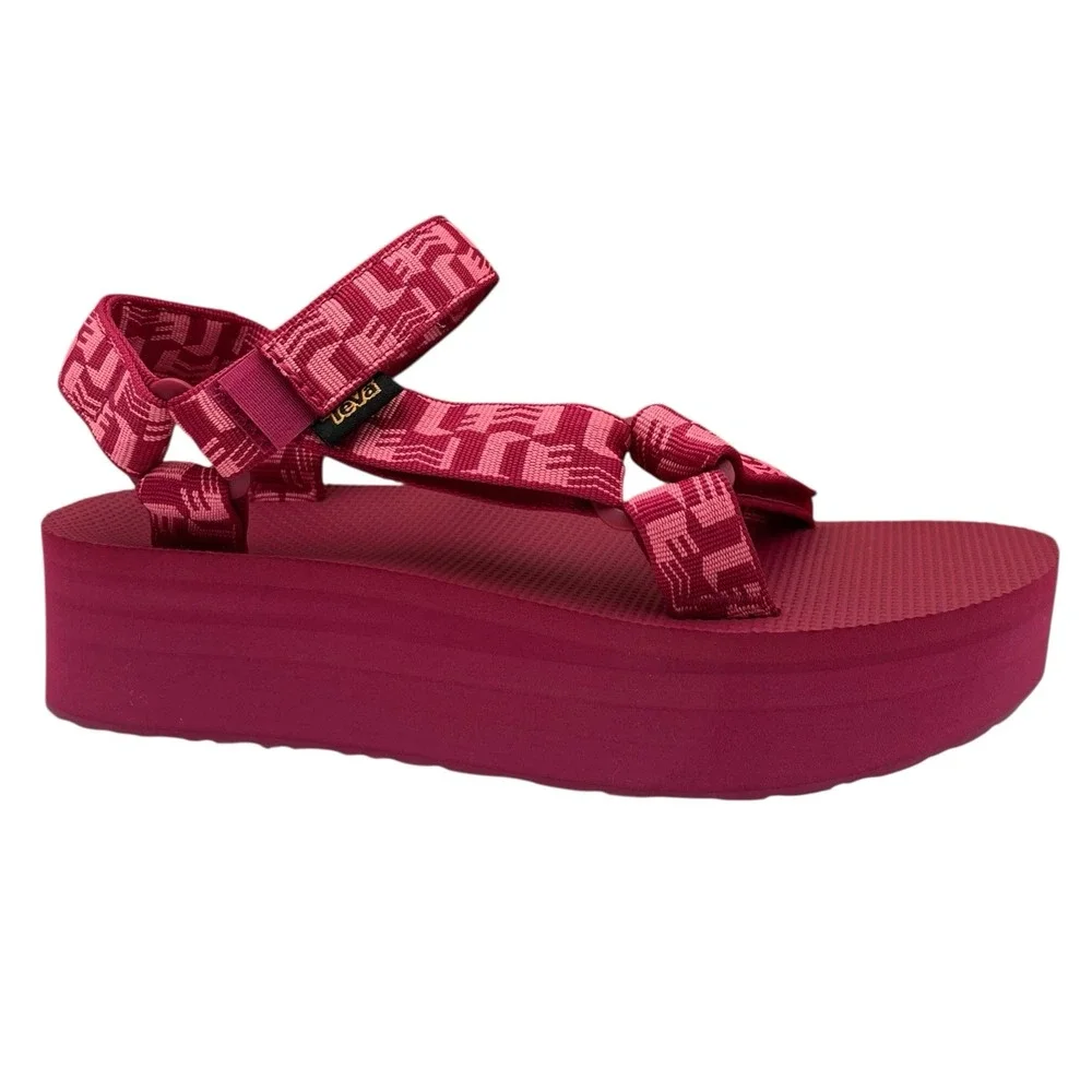 Teva Flatform Universal Womens Sport Platform Sandals 7 Glisten Cherries Jubilee
